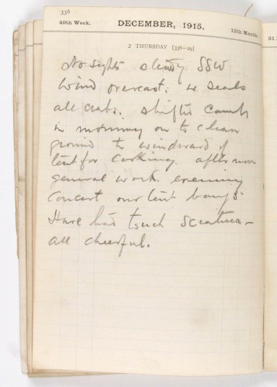 Diary page, Ernest Shackleton